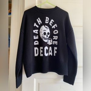 Death Before Decaf Knit Sweater 💀 Women’s Medium